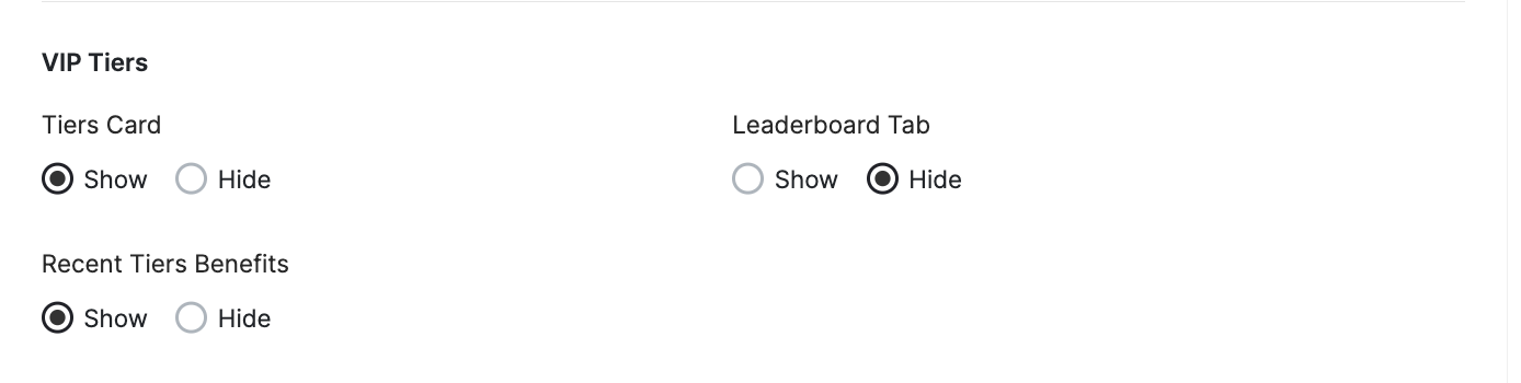 Tiers and leaderboard visibility options