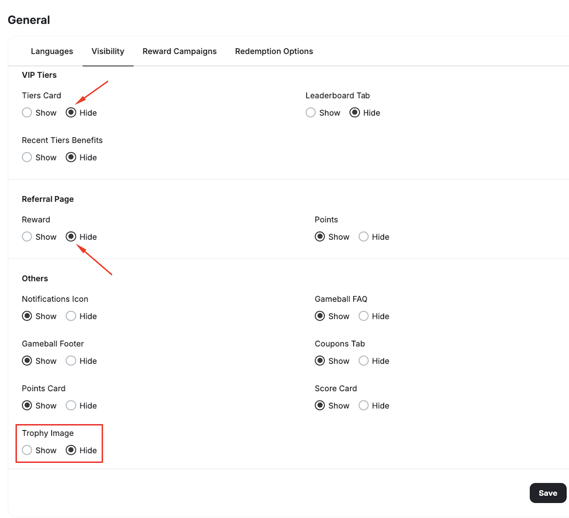 Trophy image visibility