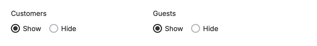 Widget visibility for customers and guests