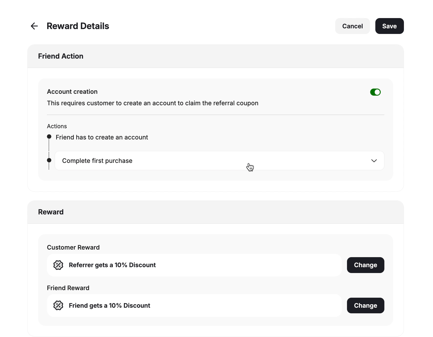 Event engine in referral program