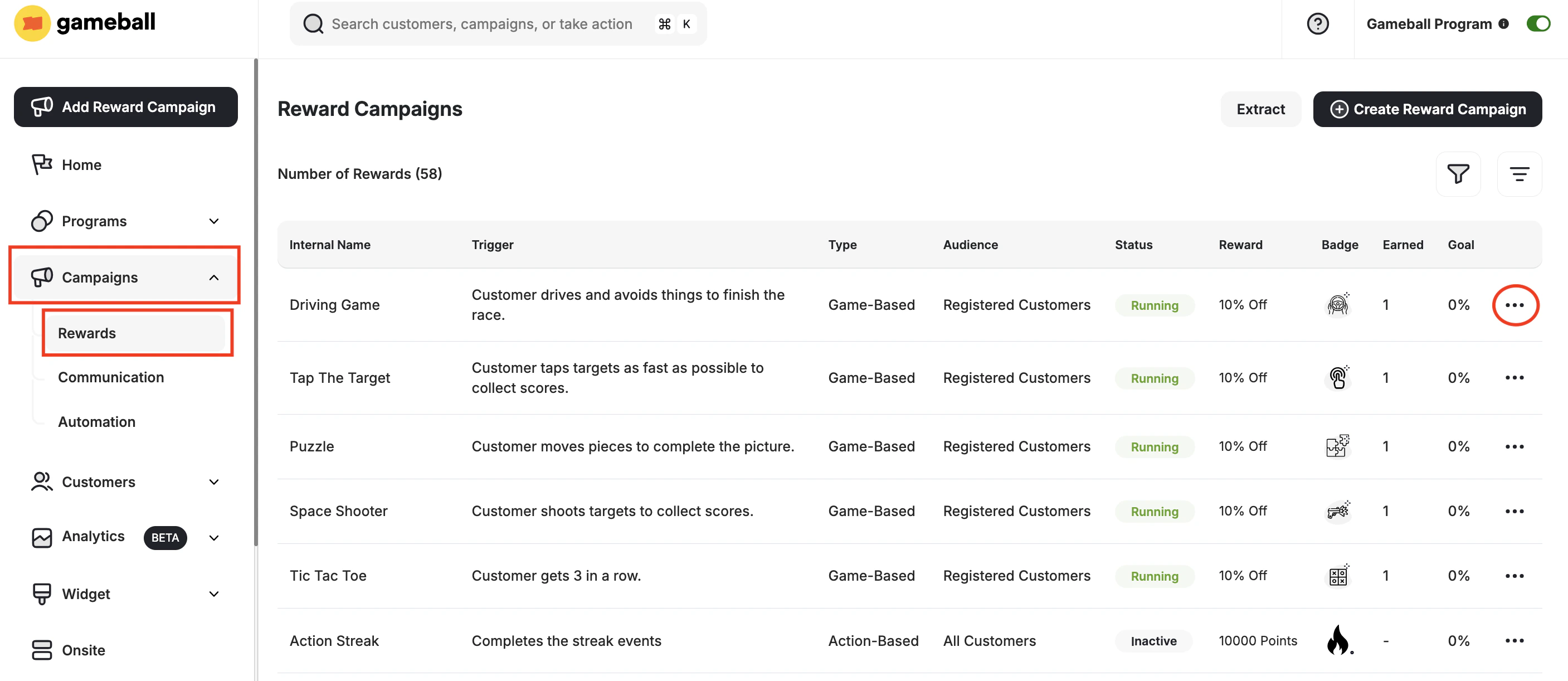Edit campaign from menu