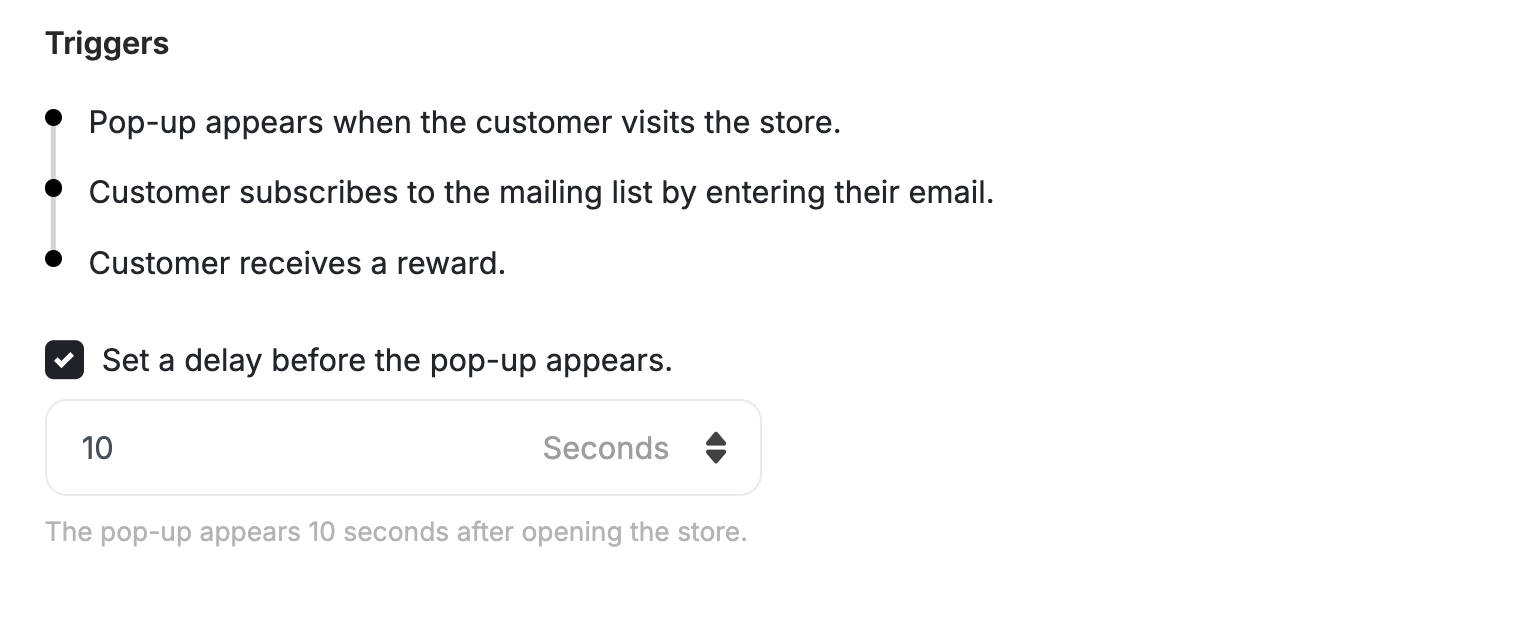 Trigger delay settings