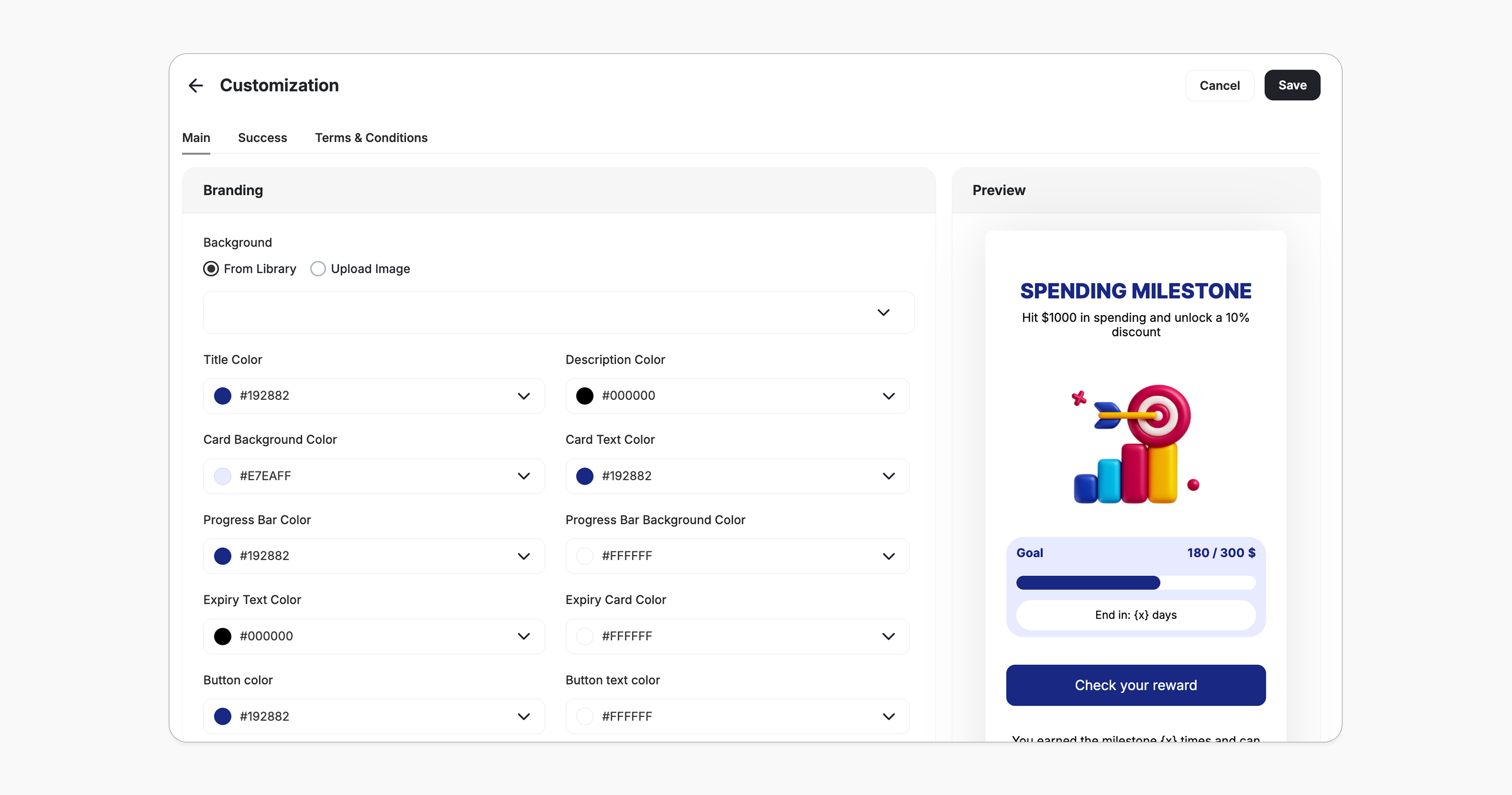 Milestone customization