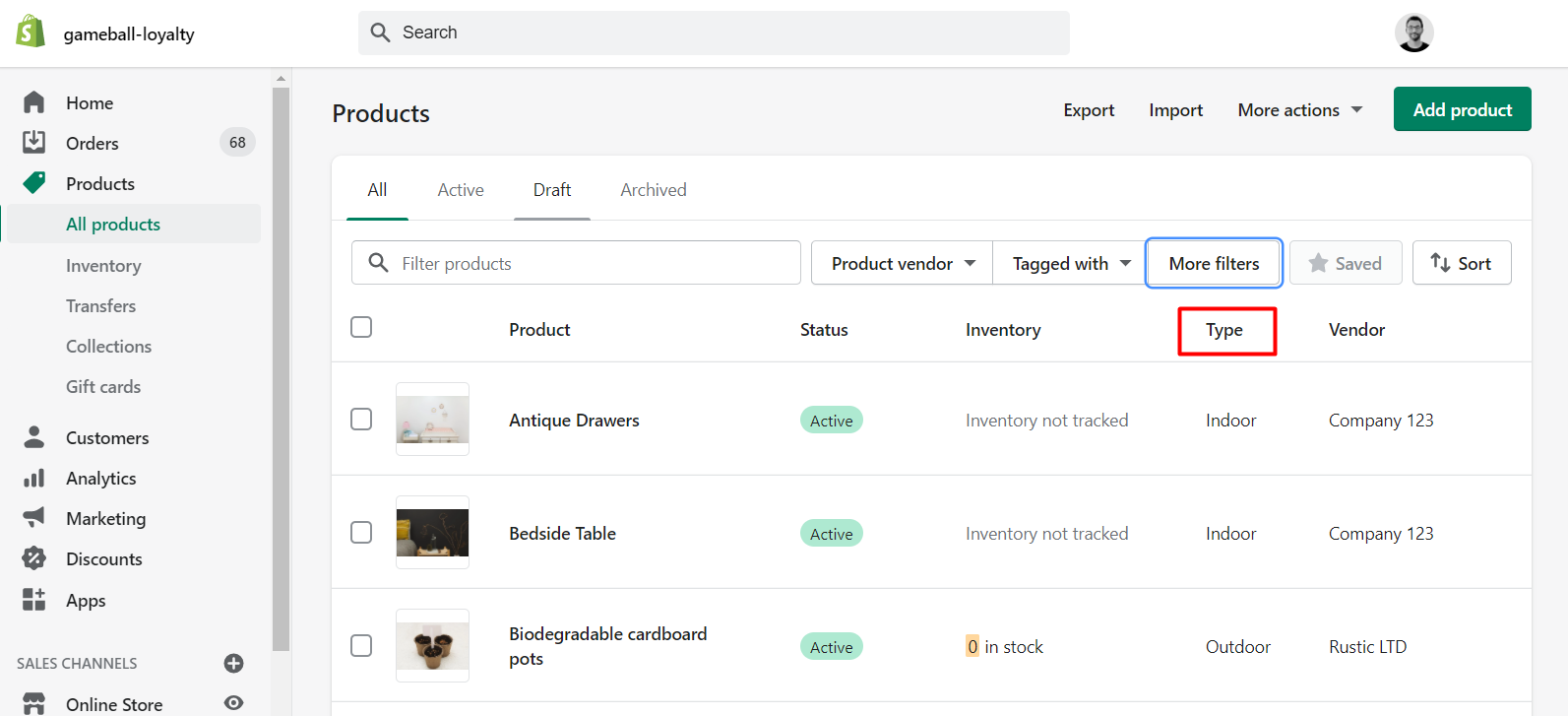 Product Category Example