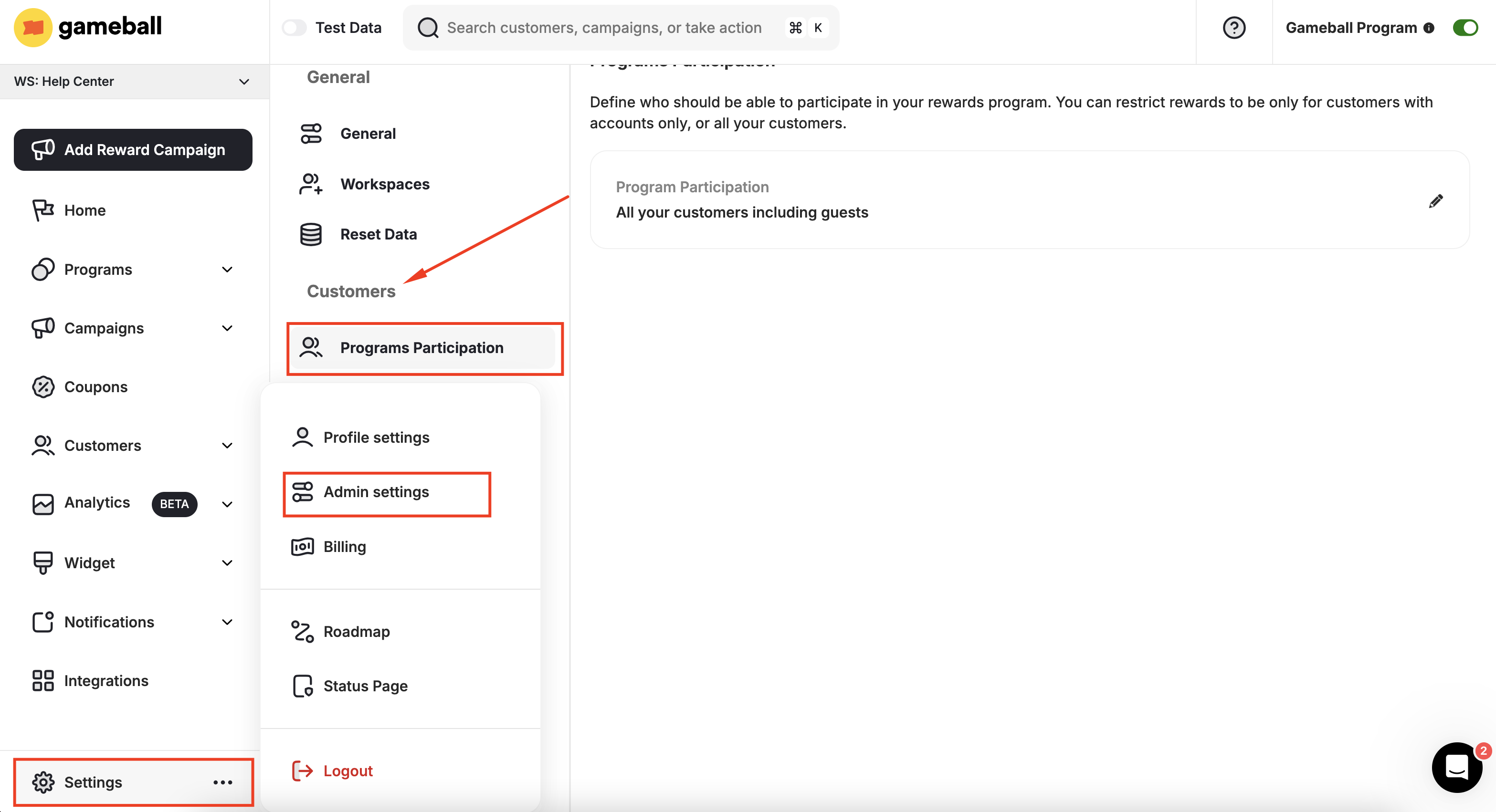 Programs Participation Menu