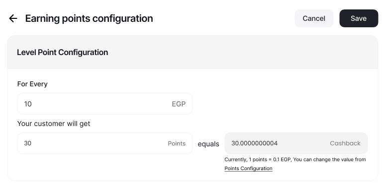 Loyalty Points Configuration