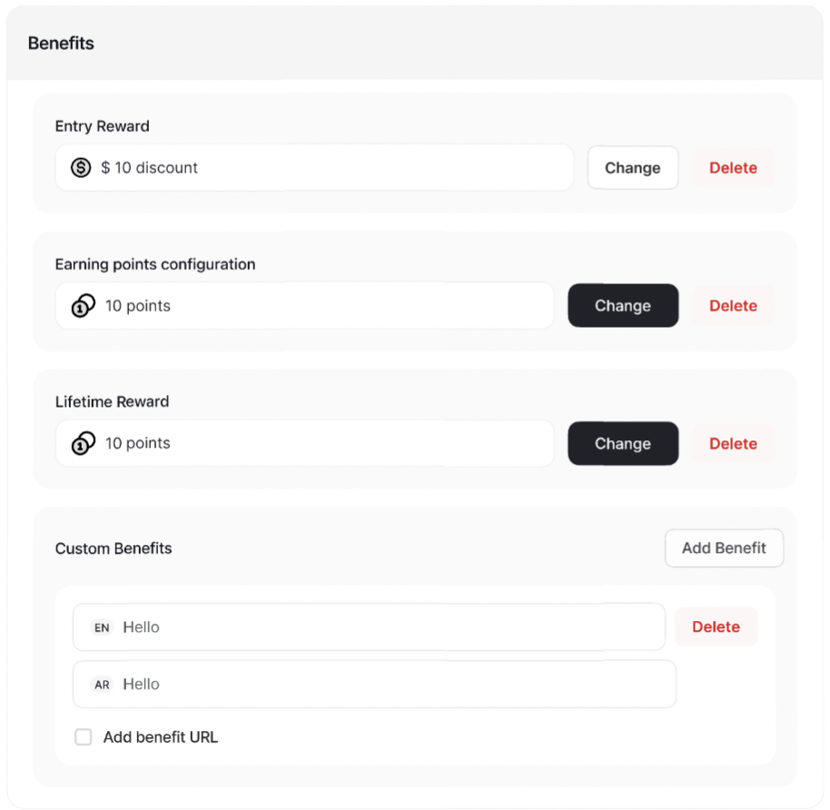 Tier Benefits Settings
