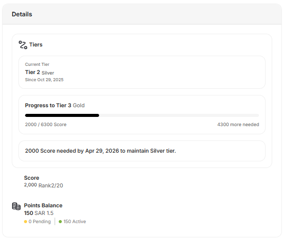 Tier Evaluation Date on Dashboard
