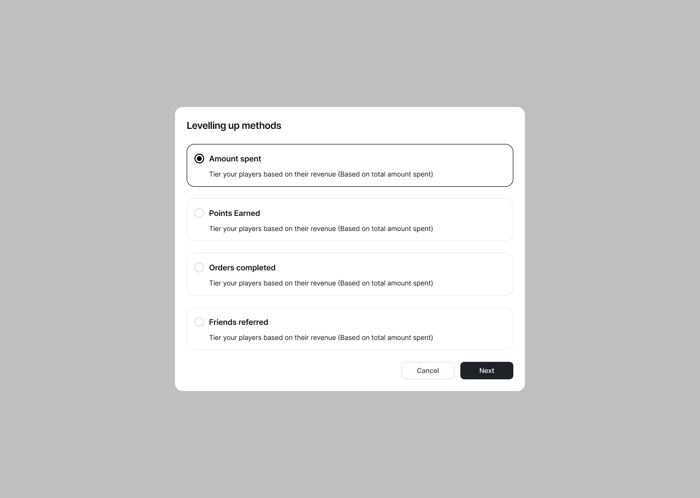 Tiering-Up Method Selection
