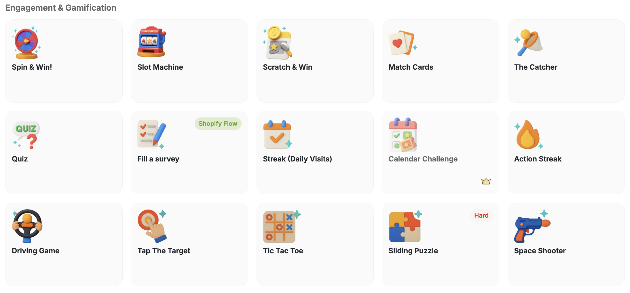 Engagement and gamification templates