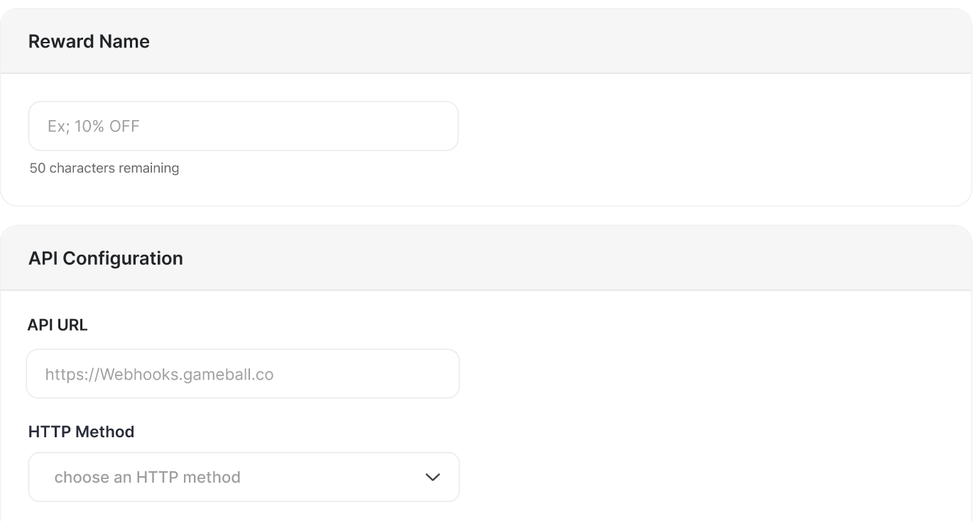 API data configuration