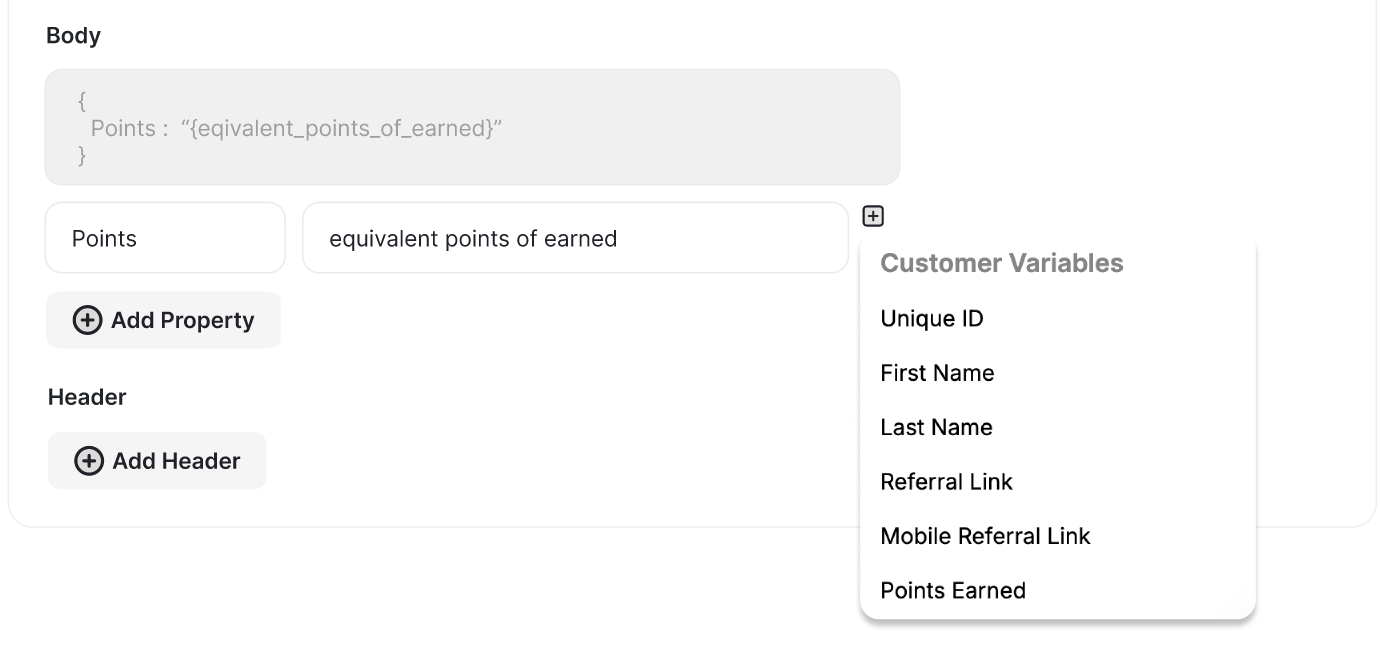 Dynamic variables in API body