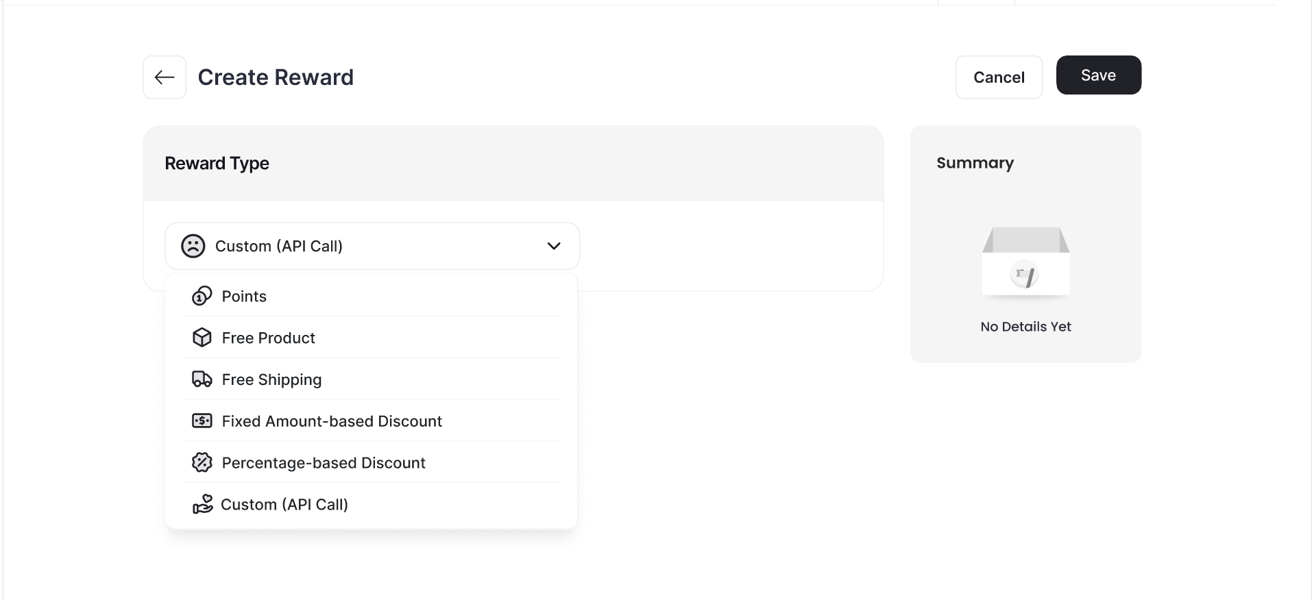 External Reward API Call option