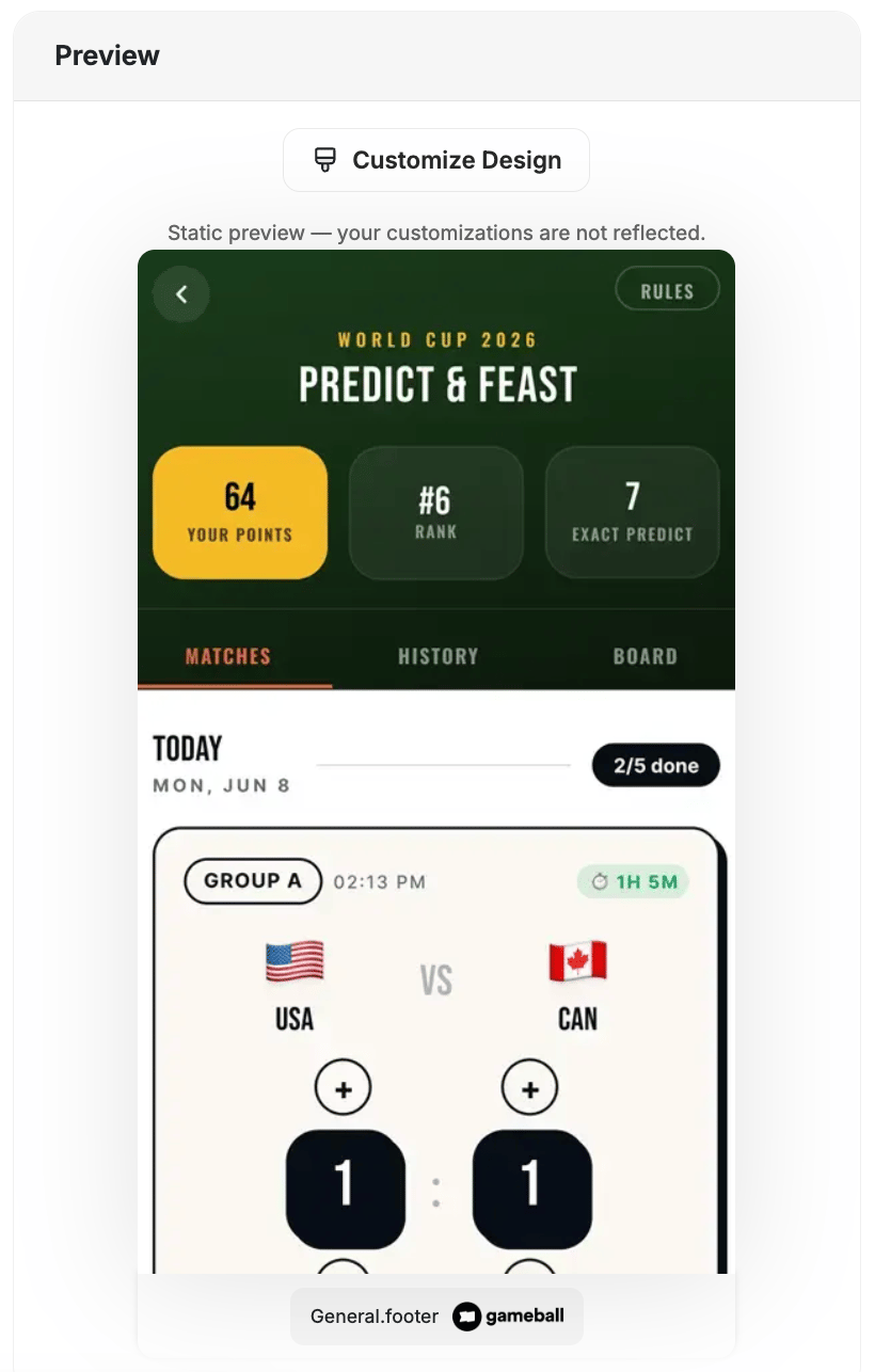 Predict & Win widget preview