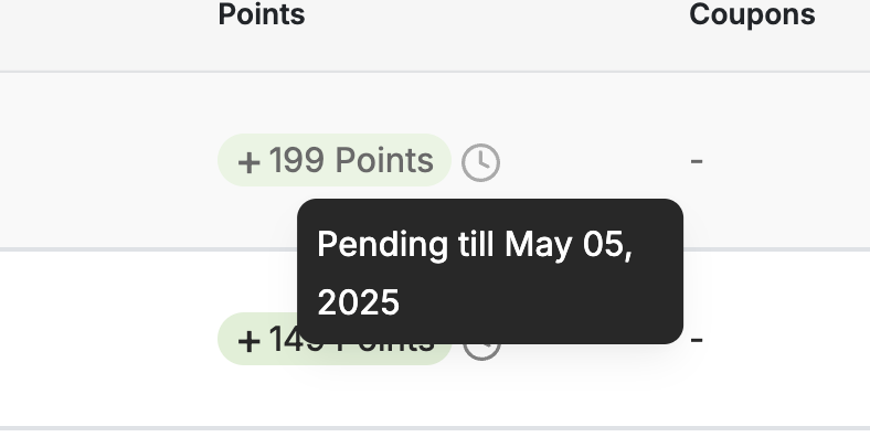 Pending points clock icon