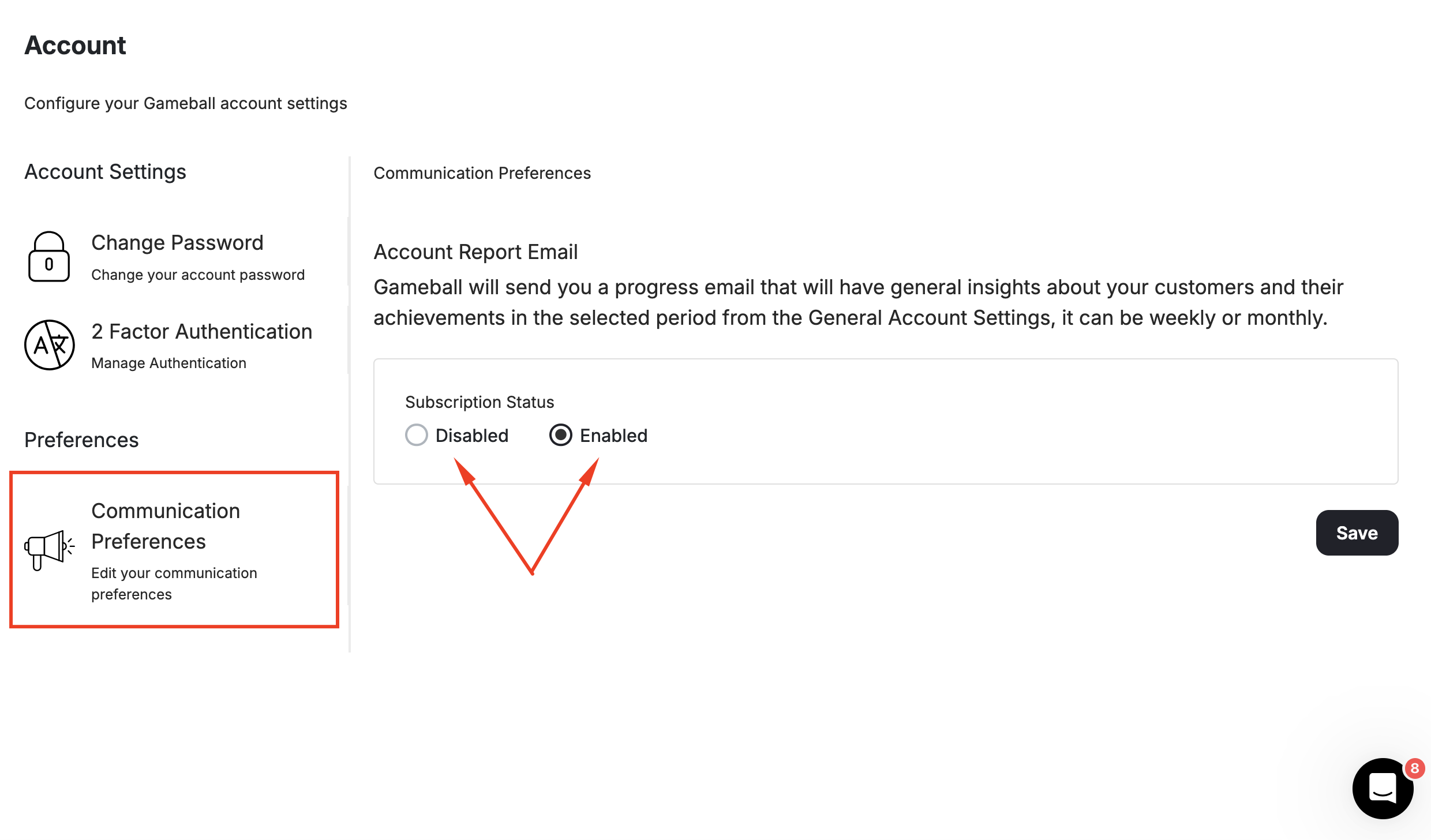 Communication Preferences Tab