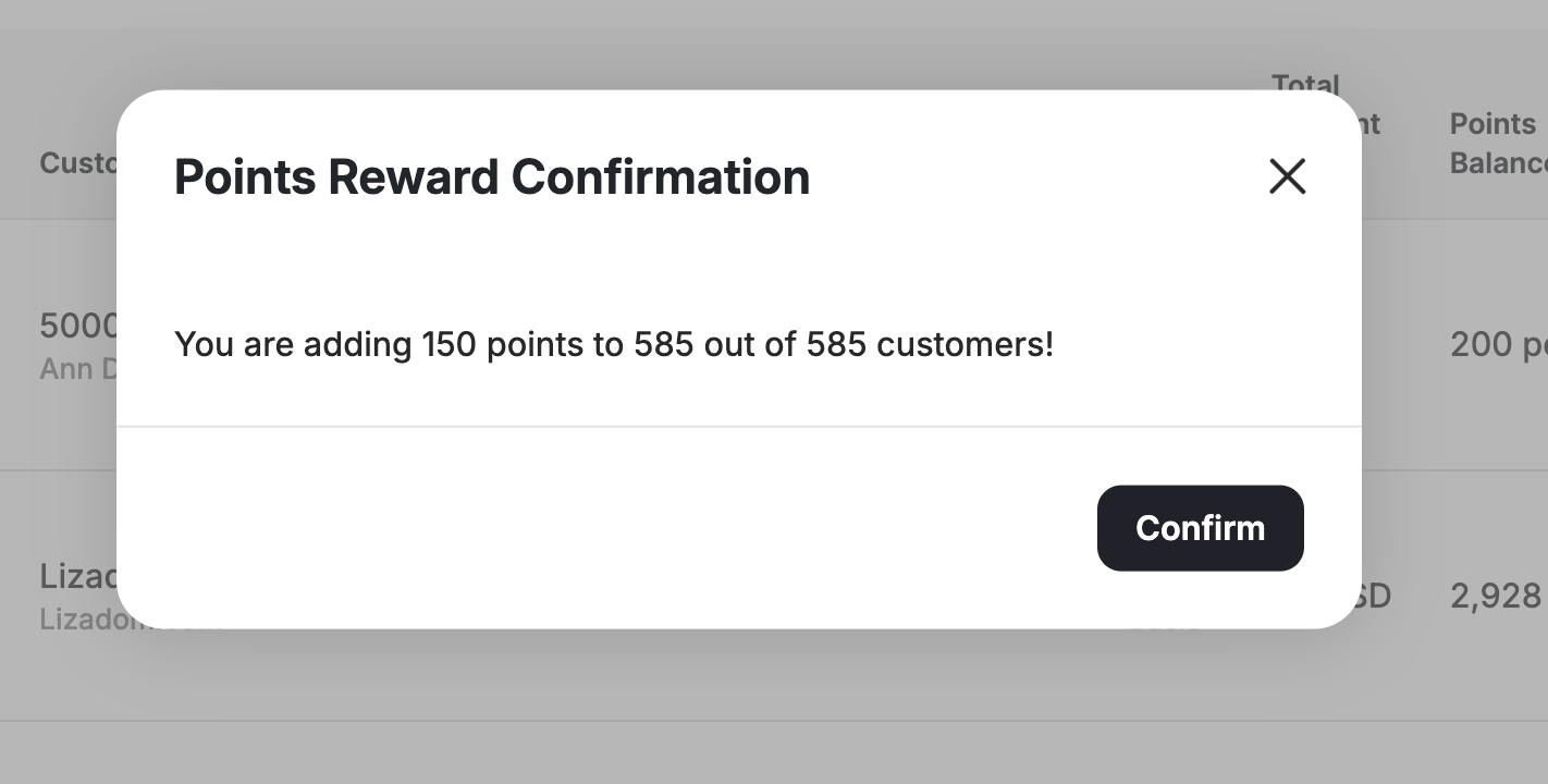 Confirm Points Action