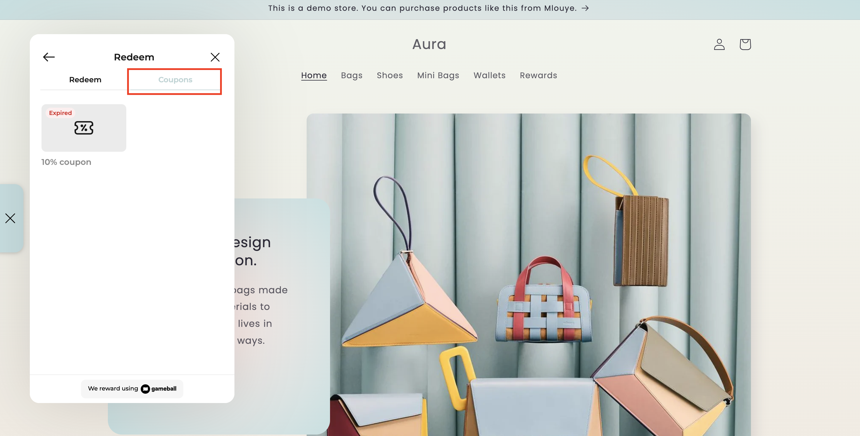 Coupons Tab in Widget