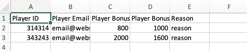 CSV Template for Points