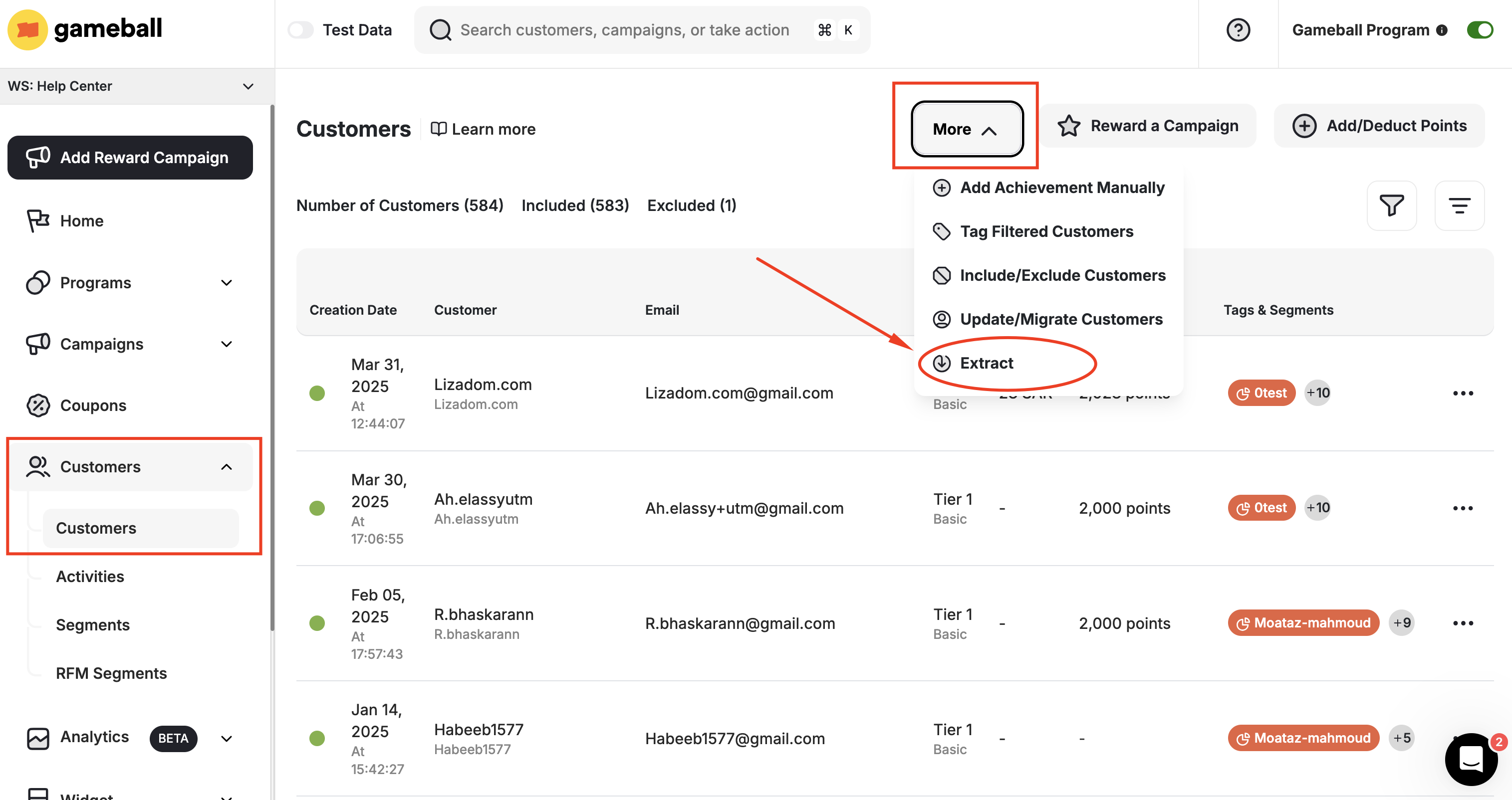 Extract Customers Data