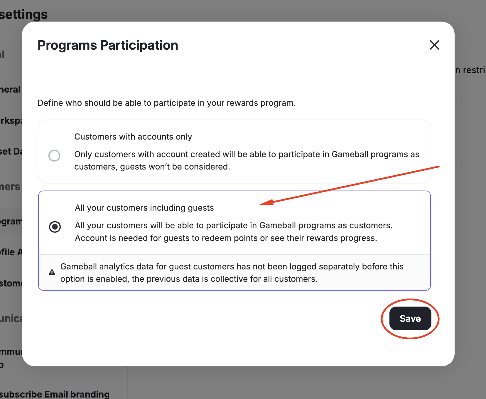 Include Guests Option