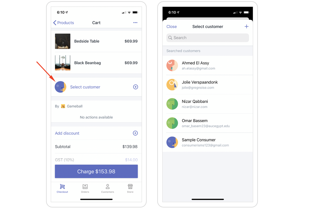 Select Customer in POS