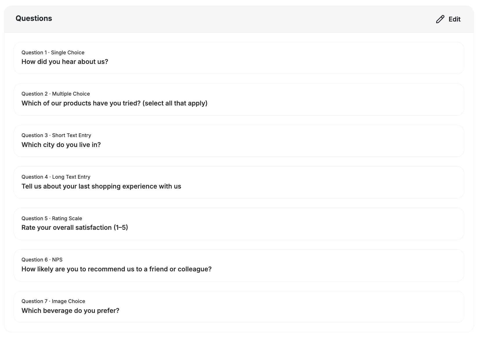 Survey completion reward, no reward option, dates and limits