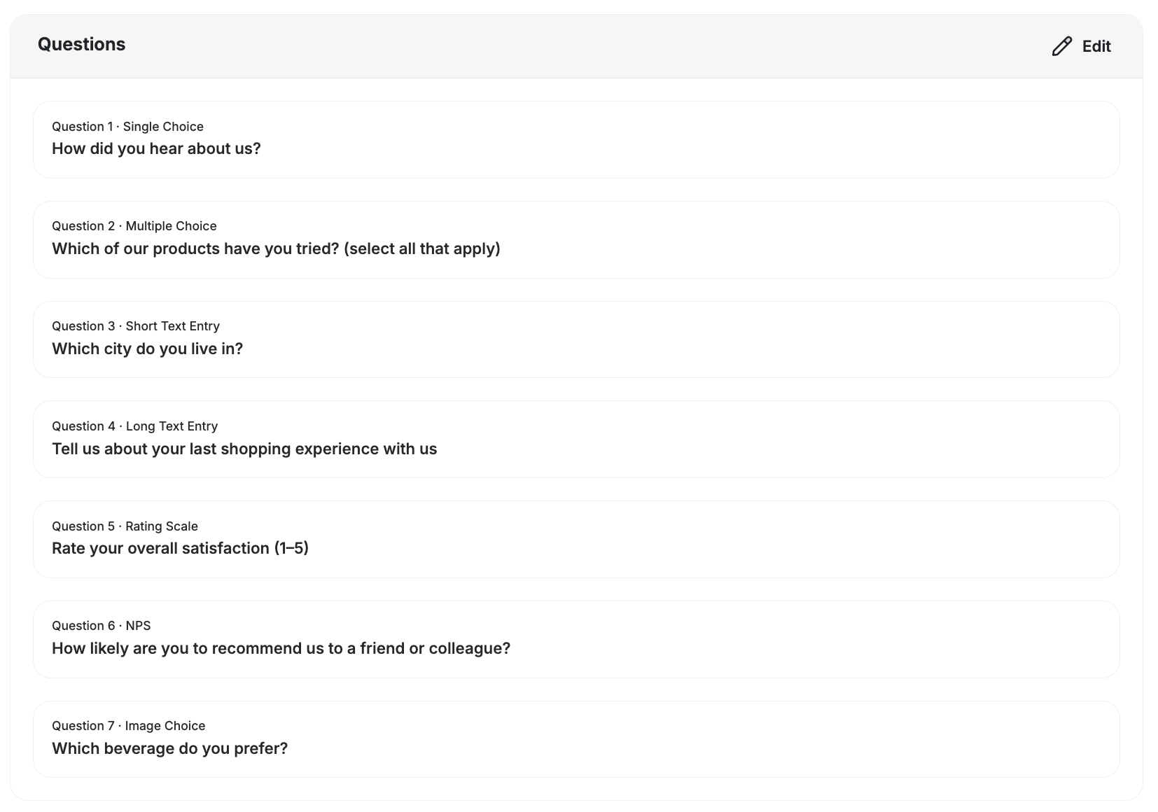 Survey completion reward, no reward option, dates and limits