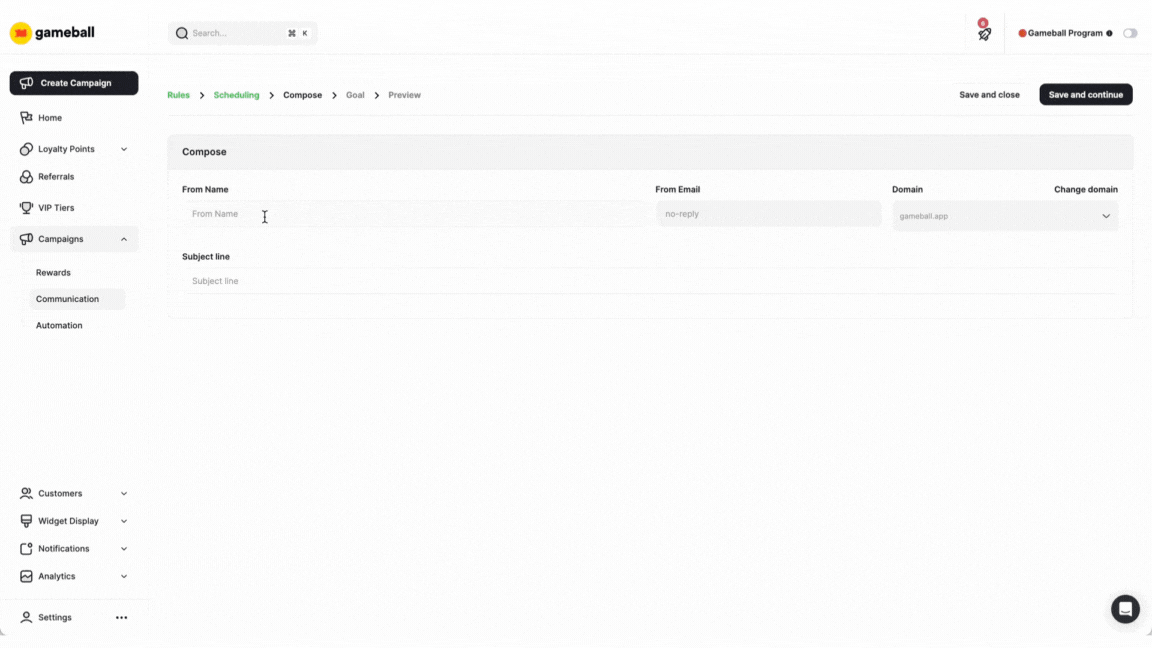 Composing an email campaign