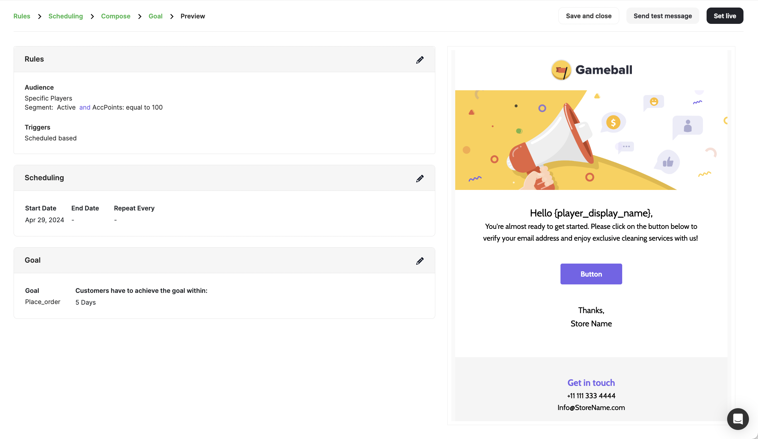 Email campaign preview