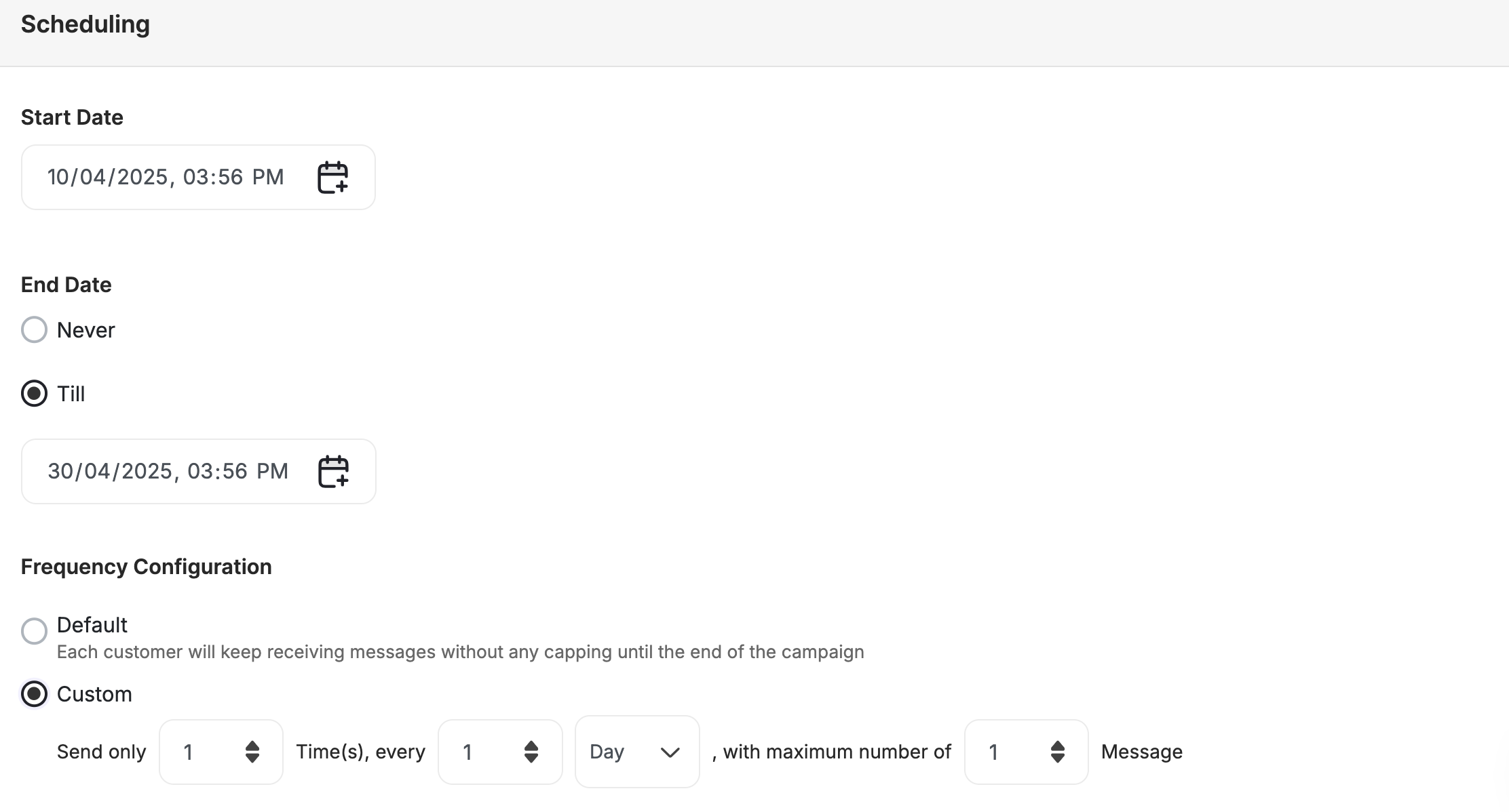 Action-based scheduling options