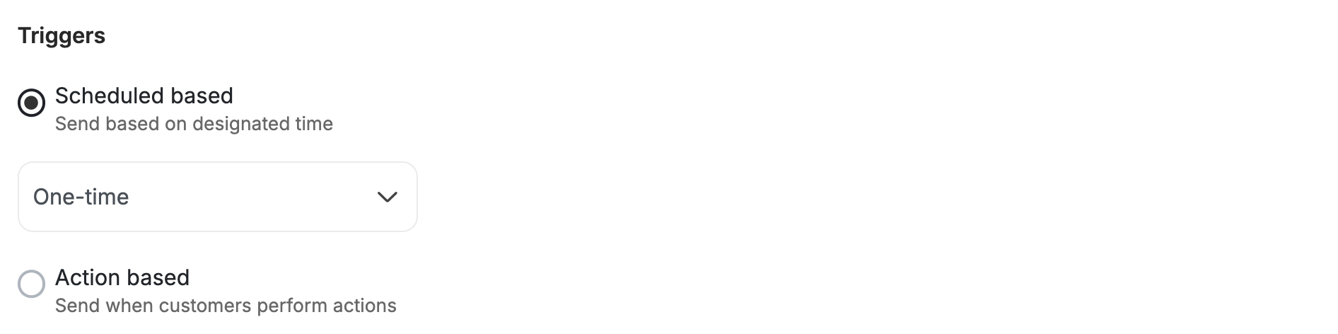 Email trigger selection