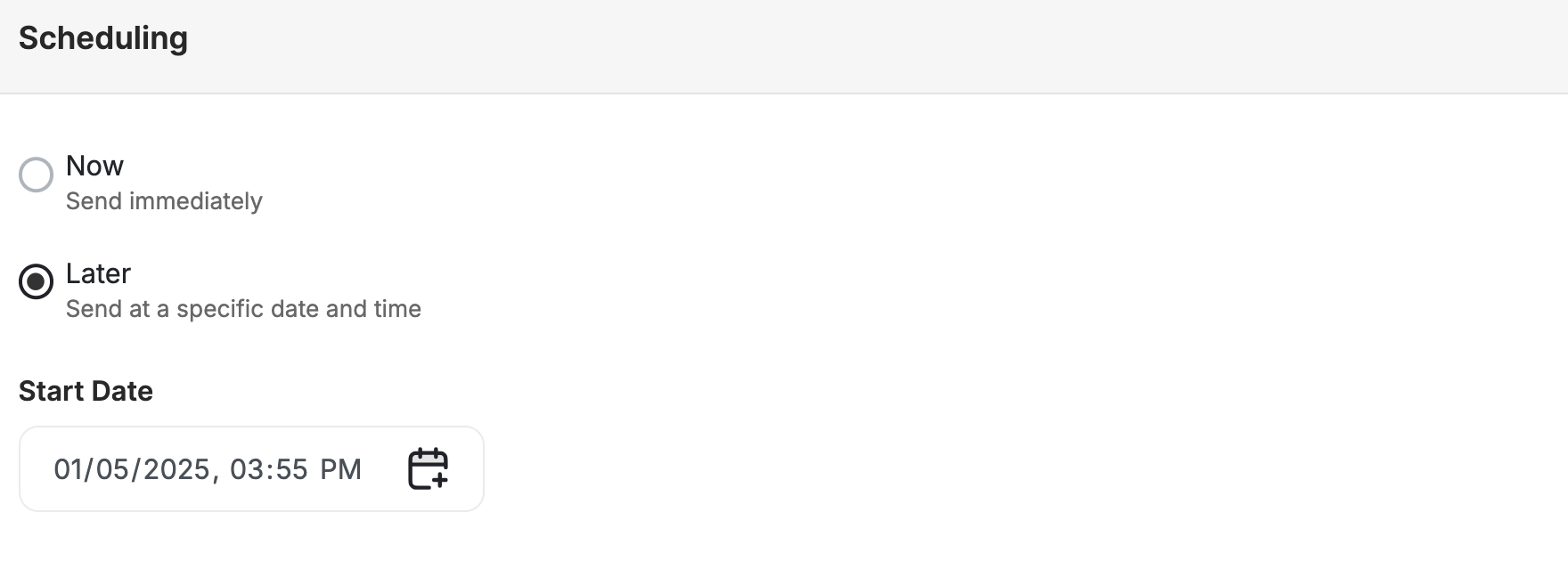 One-time scheduling options