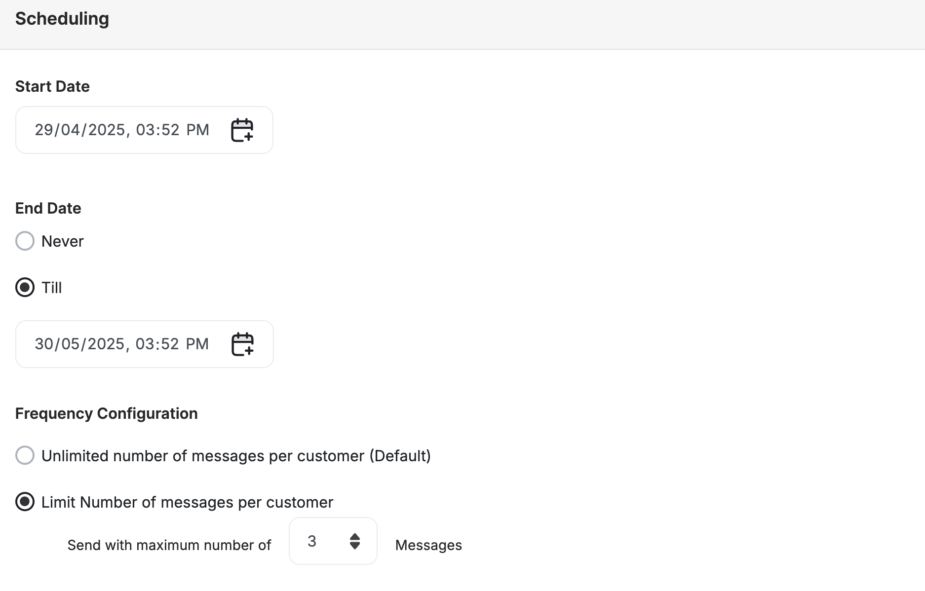 Recurring scheduling options