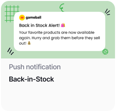 Back in stock alert push notification template