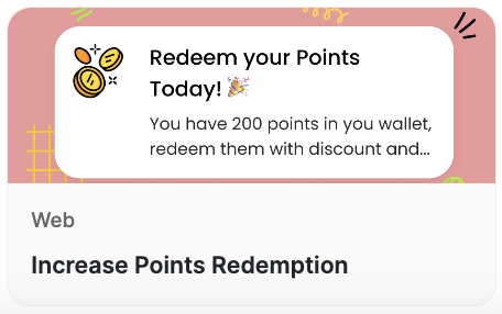 Increase points redemption web message template