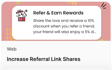 Increase referral link shares web message template