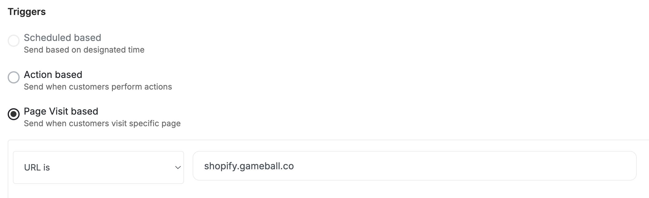 Web message trigger selection