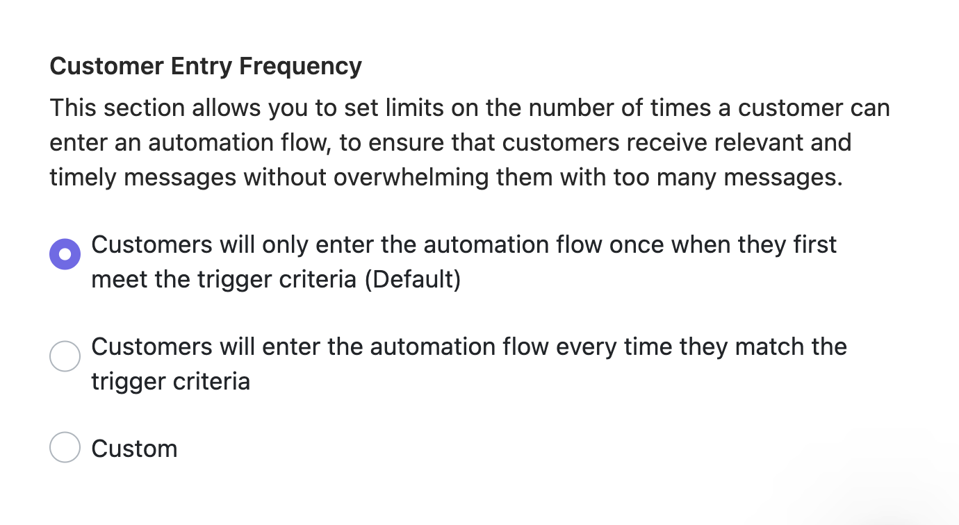 Entry frequency options