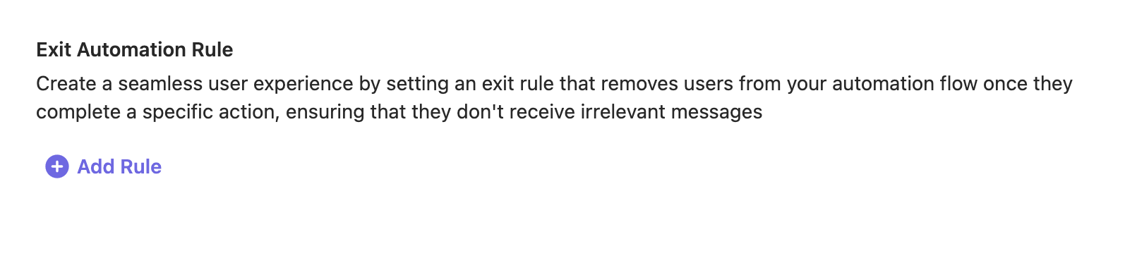 Exit automation rule setup