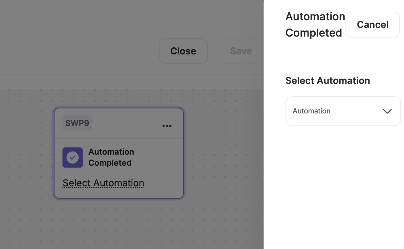 Automation Completed trigger configuration