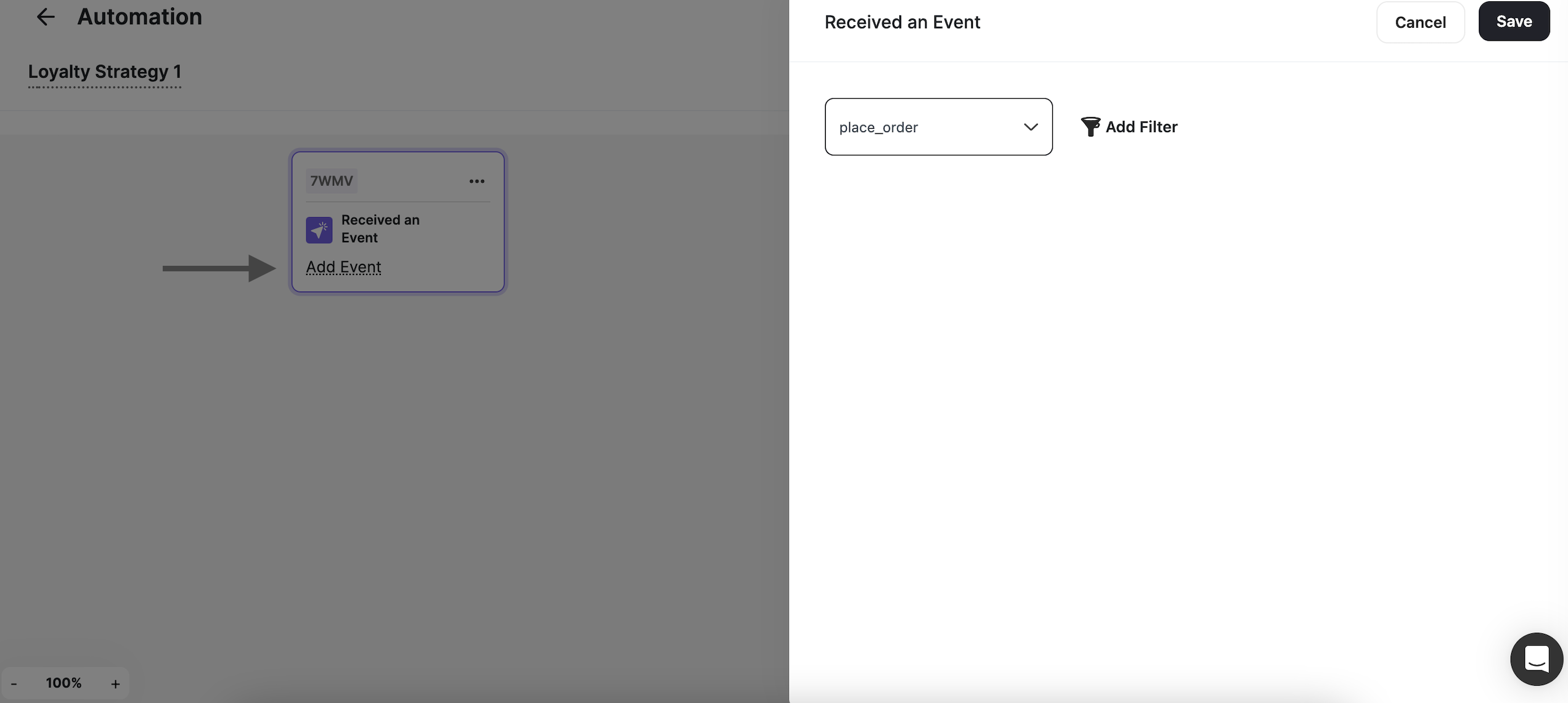 Received an Event trigger configuration