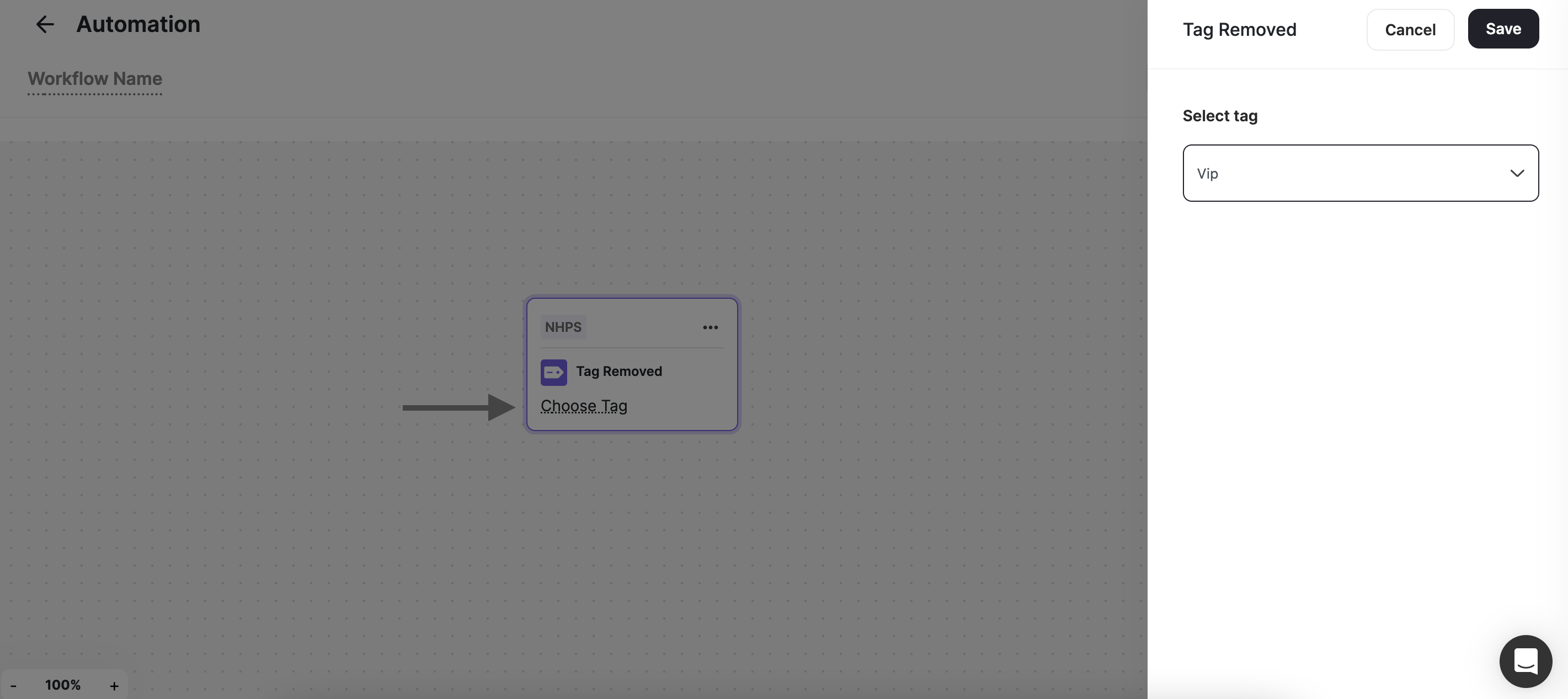 Tag Removed trigger configuration