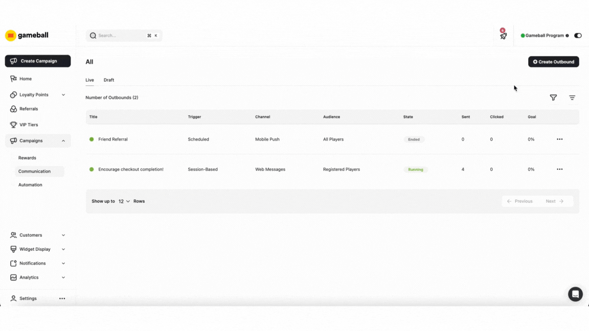 Creating a web message campaign