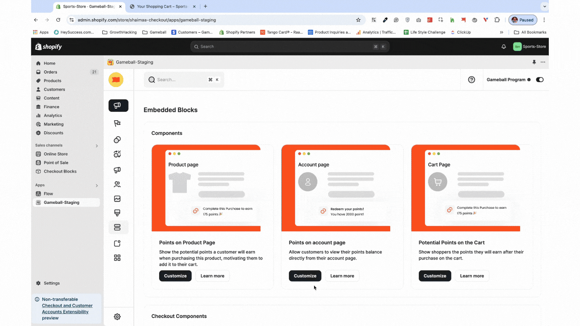 Install cart points block