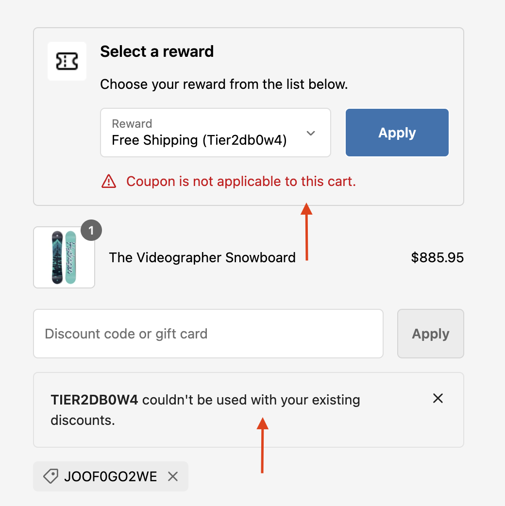 Coupon error message