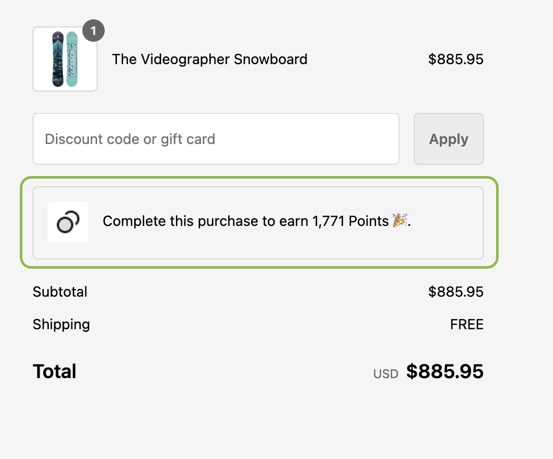 Logged-in customer earned points view