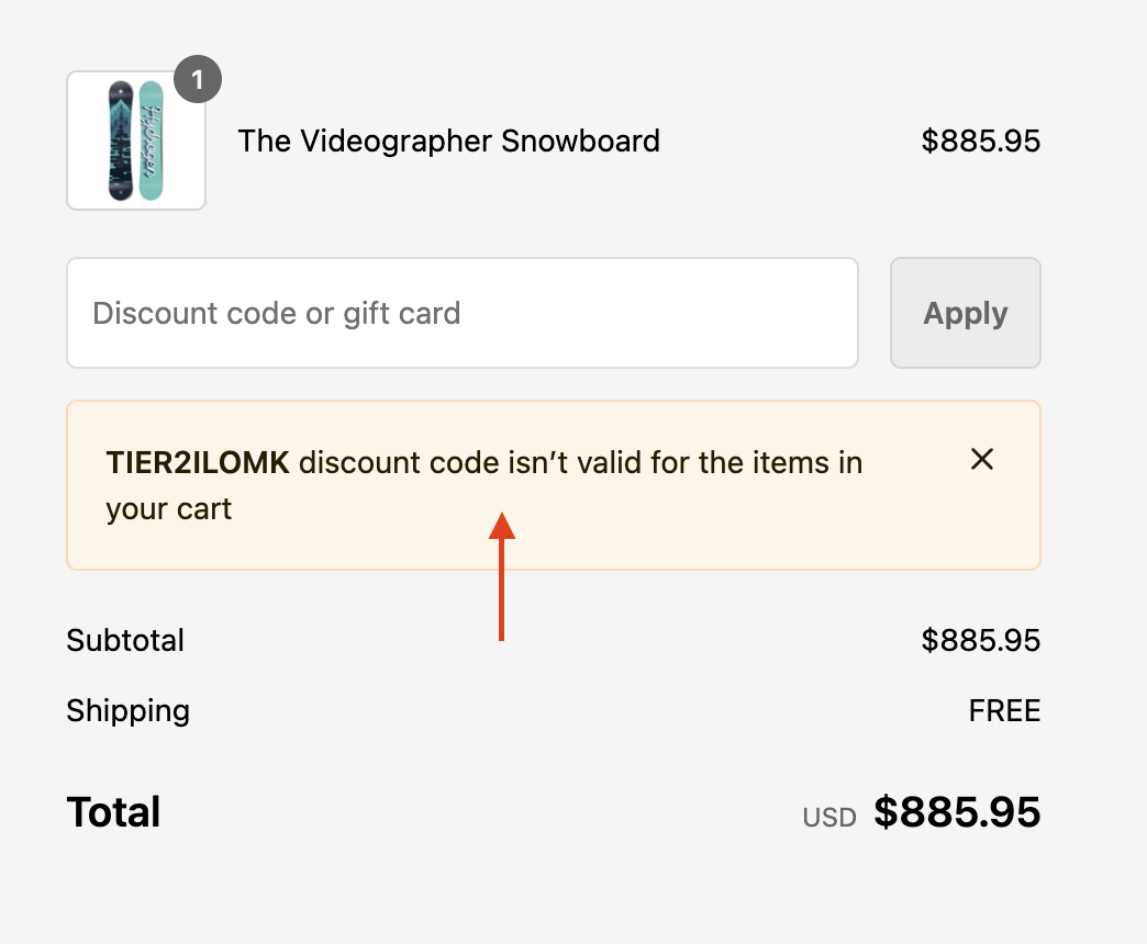 Tier reward error message