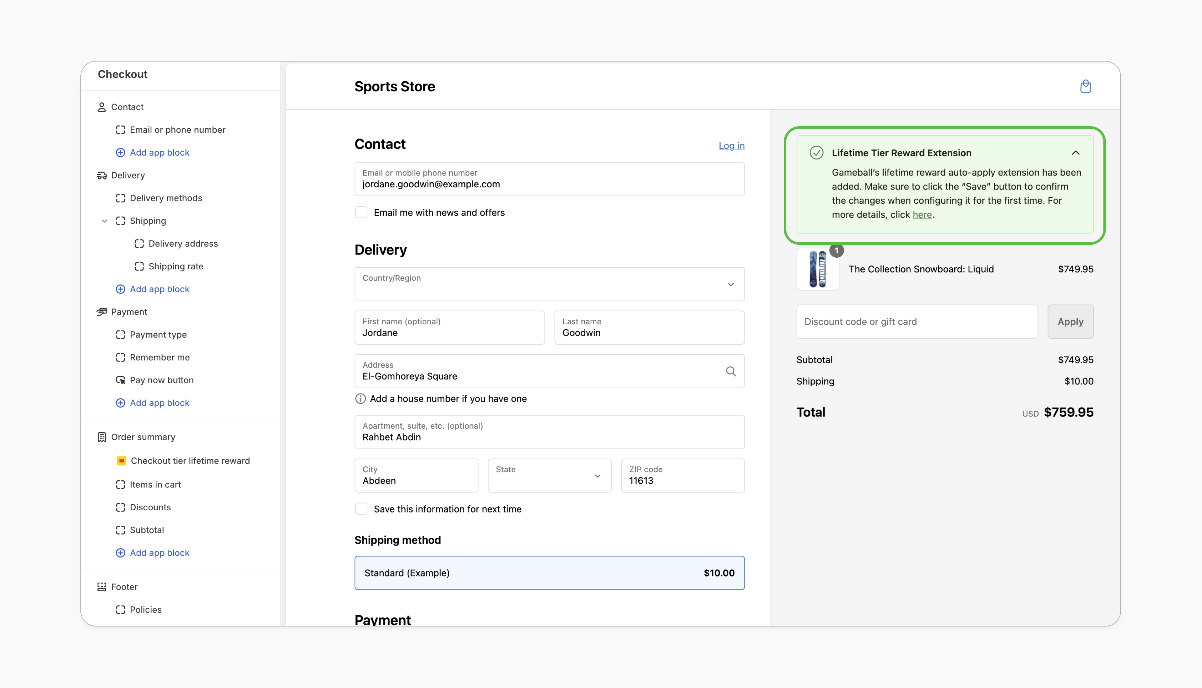 Automatically add lifetime tier rewards at checkout
