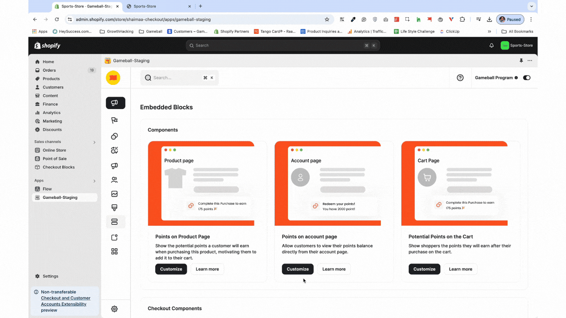 Install checkout earned points block